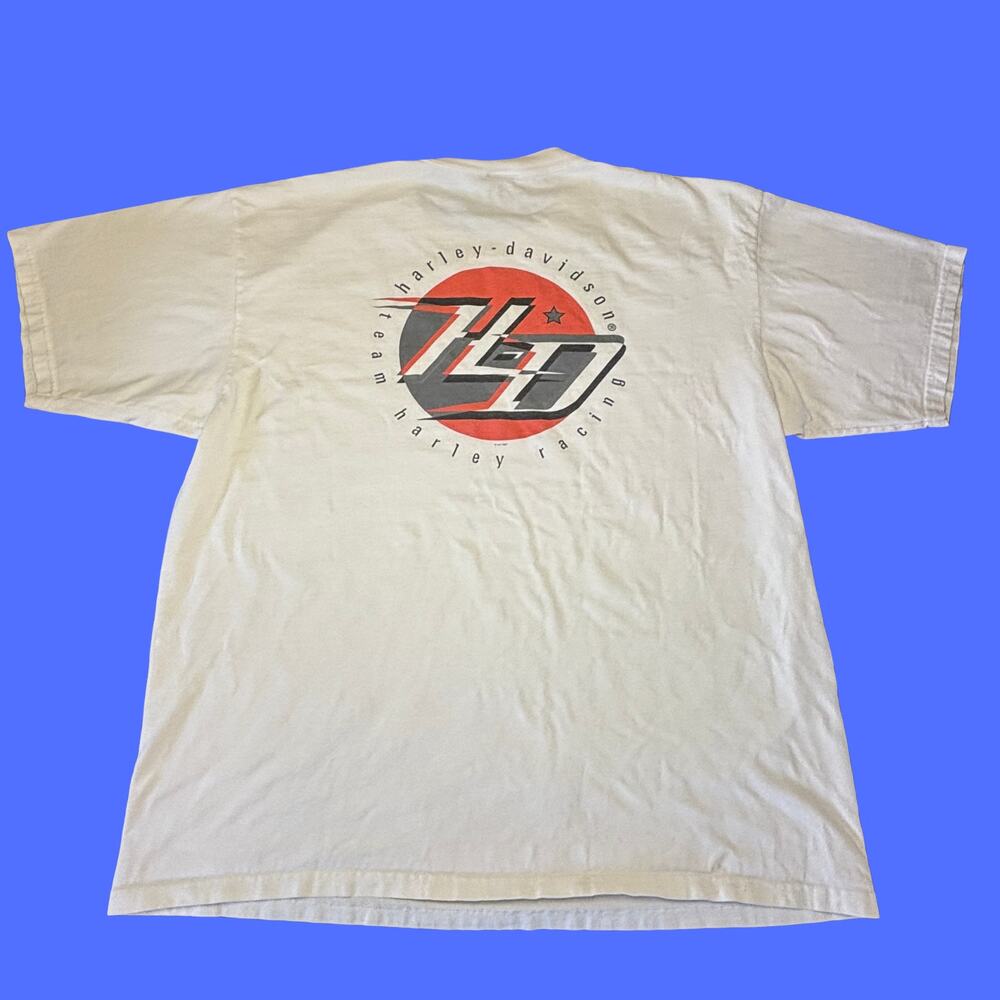 Vintage Harley-Davidson Team Racing Shirt XL V2 White Made in USA 1997